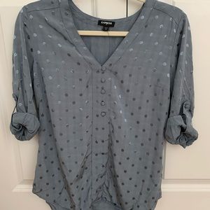 Express, blue button up with gorgeous detail. NEVER WORN